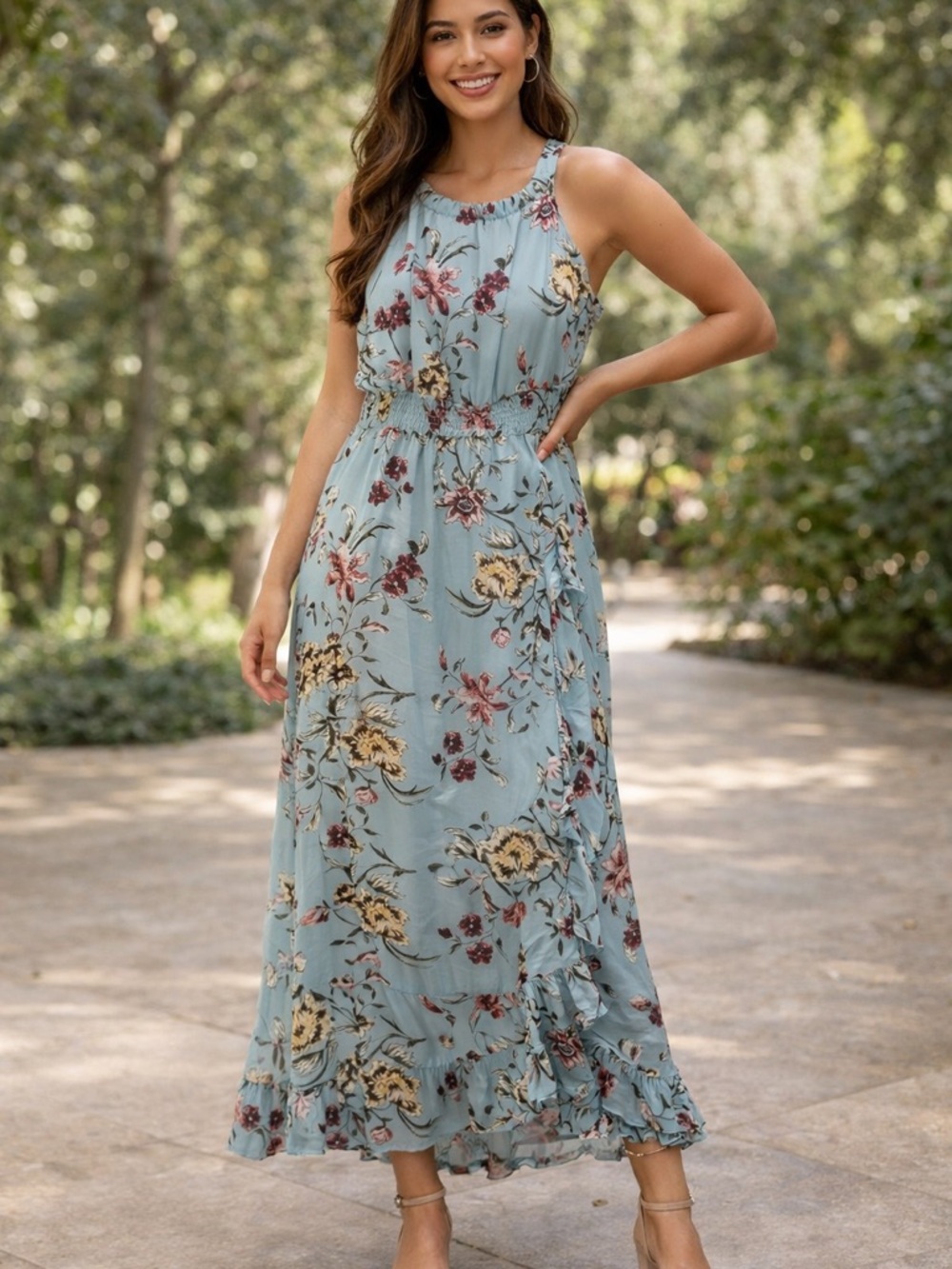EST. 1946 Floral Blue Sleeveless Dress - Picture 10 of 10